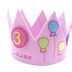 Geburtstagskrone,Name und 3 Zahlen,personalisiert,rosa,100% Schurwollfilz,Krone für Kindergeburtstag,Kinderparty,Mädchenkrone,Krone rosa Bild 4