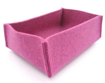 Filzkorb 20 x 13 x 6 cm , Filz-Utensilo, Aufbewahrungskörbchen , Aufbewahrungskorb , Filzkorb pink-meliert, Schlüsselablage,Catchall-Korb