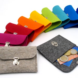 Wallet, small wallet, purse, coin purse, coin bag, felt, wool felt, felt wallet, choice of colors