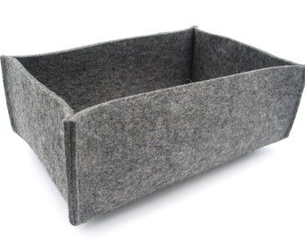 Felt basket, 30 x 20 x 10 cm, felt utensil, storage basket, dark gray, anthracite, wool felt basket, catchal basket, organization box, organization holder