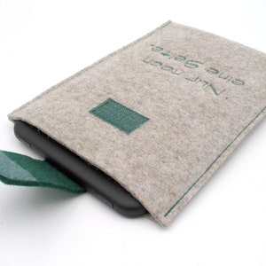 eReader Bag,eBook Reader Case,Bag for Tolino,Kindle,Kobo,100% Virgin Wool Felt,Grey image 3