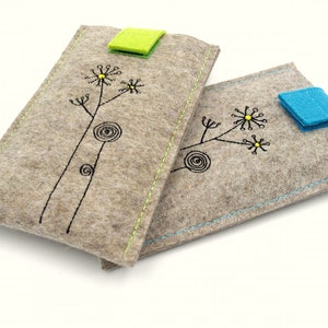 Handytasche,Handyhülle Wunschmaß,Maßanfertigung,Wunschgröße,100% Schurwollfilz,Gräser,Handarbeit,von Hand genäht,Handyhülle grau