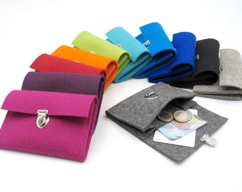 Wallet, small wallet, purse, coin purse, coin bag, felt, wool felt, felt wallet, choice of colors