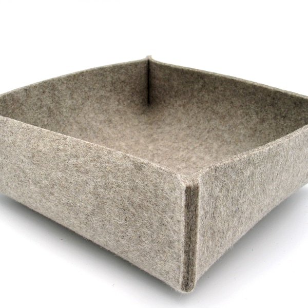 Filzkorb 20 x 20 x 5cm , Filz-Utensilo,Aufbewahrungskörbchen , Aufbewahrungskorb Filz , Filzkorb hellgrau,Schlüsselablage,Catchall-Korb