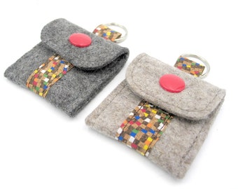 Felt chip bag, shopping chip bag, wool felt, felt bag, parking coins, key chain, parking penny bag