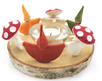 Dwarf circle, autumnal tealight dance, birthday wreath, fly agaric, dwarf circle children's birthday, wreath seasonal table, Waldorf decoration