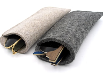 Felt glasses case, sunglasses case, glasses case for men, glasses case light grey, dark grey, glasses cover made of felt, glasses case simple