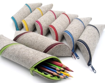 Spiral pencil case made of felt, zipper pencil case, pencil case, pencil case, felt pencil case, zipper pencil case light gray, choice of colors