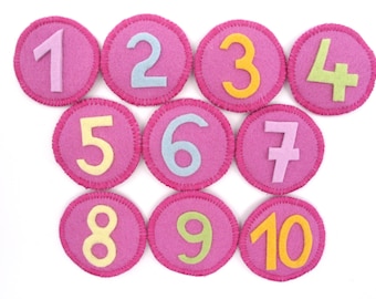 Numbers for birthday crown, numbers for girl's crown, interchangeable numbers for birthday crown, numbers made of felt, pink, numbers with Velcro