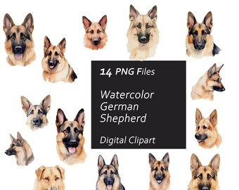 水彩のジャーマン シェパード、水彩画の犬、ジャーマン