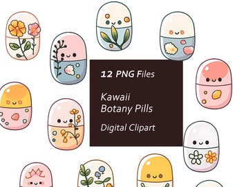 Kawaii Botany Clipart – Plant PNG Graphics (Digital Download