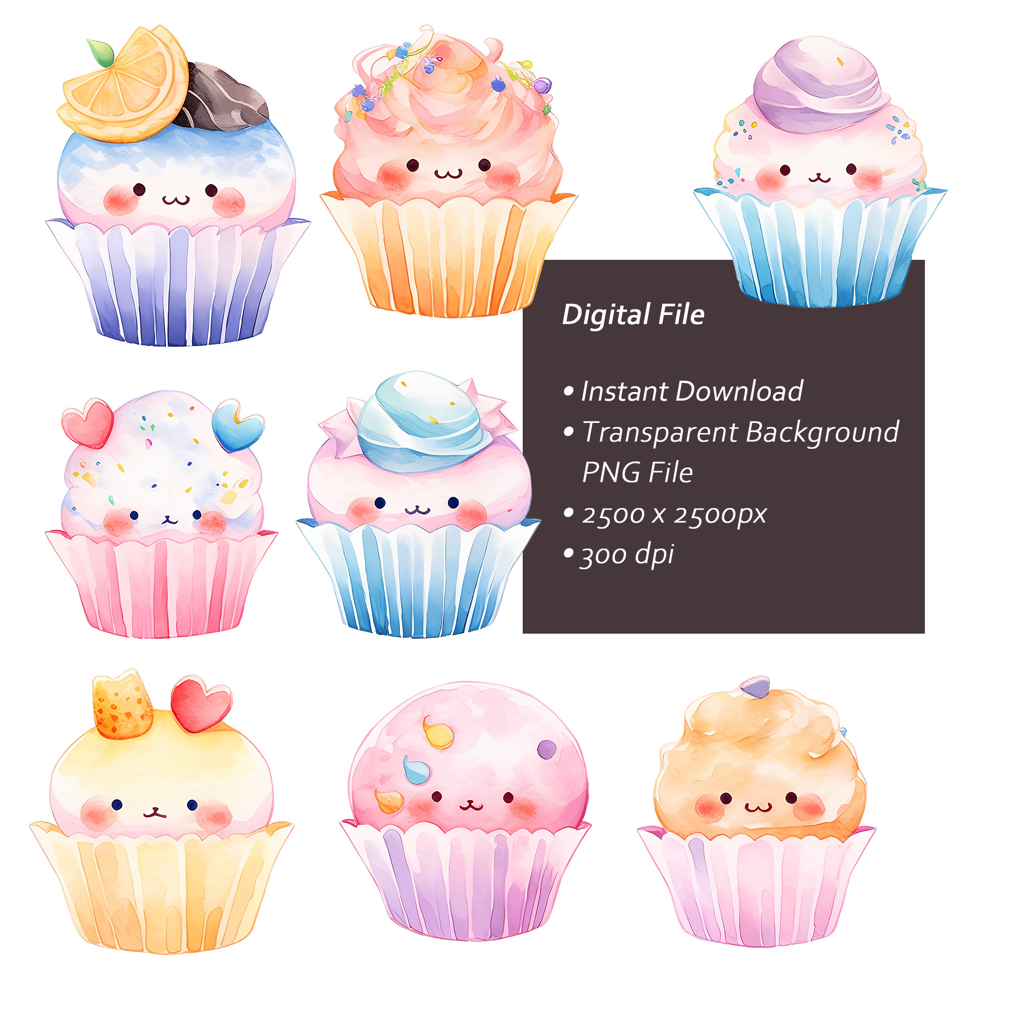 Cute Watercolor Muffins Clipart Set - Bakery Graphics - Dessert Vibes ...