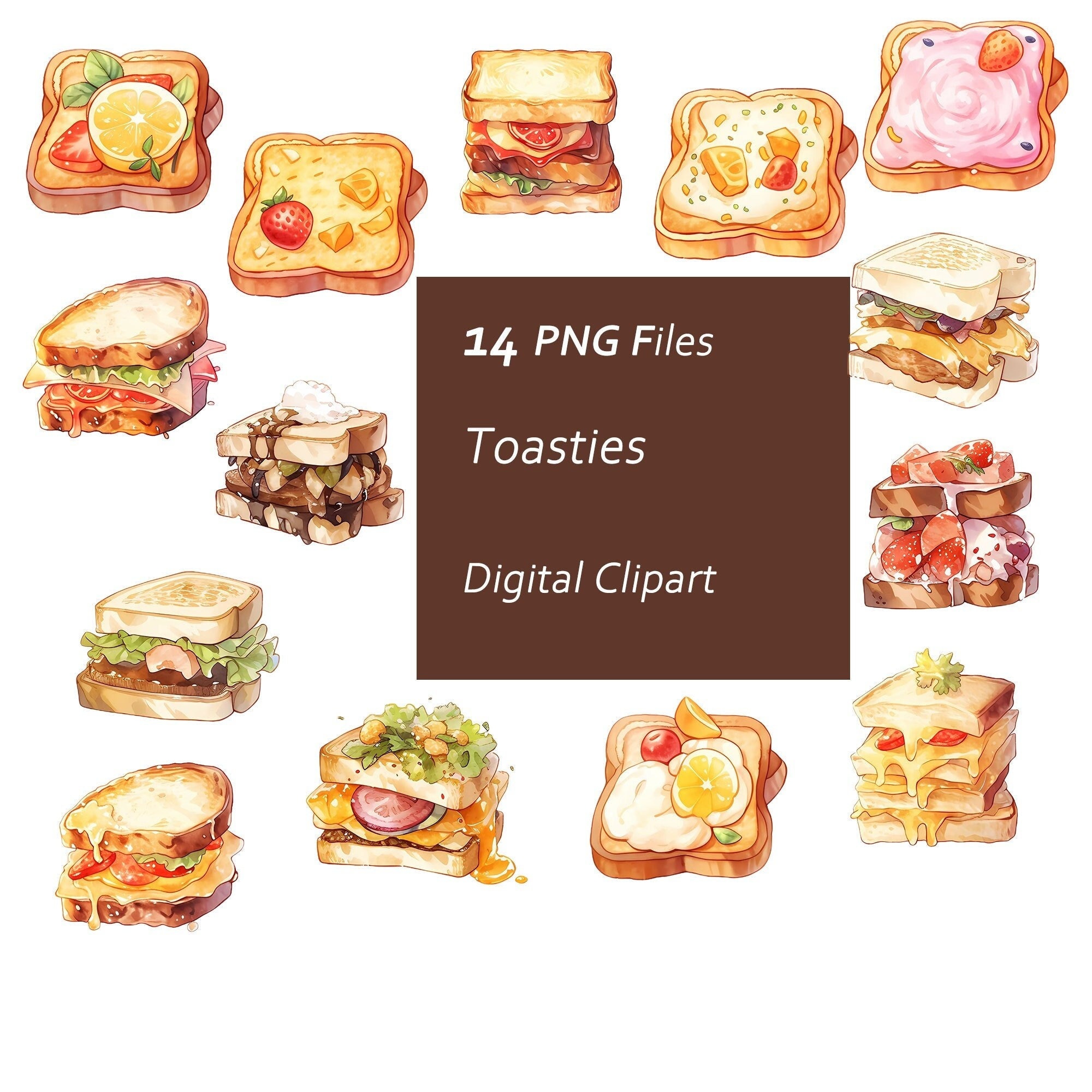 Printable Basic Toast Toast Clipart Set – Whimsical Cartoon Toast, Printable PNG (commercial ...