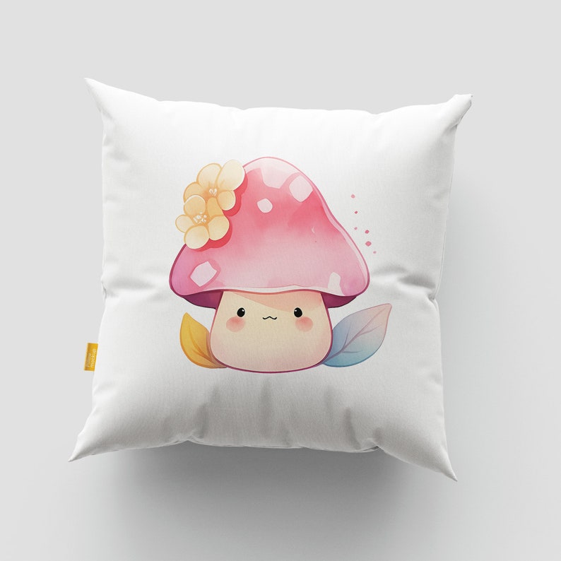 Cute Mushroom Watercolor Clipart Set Kawaii Mushroom Etsy