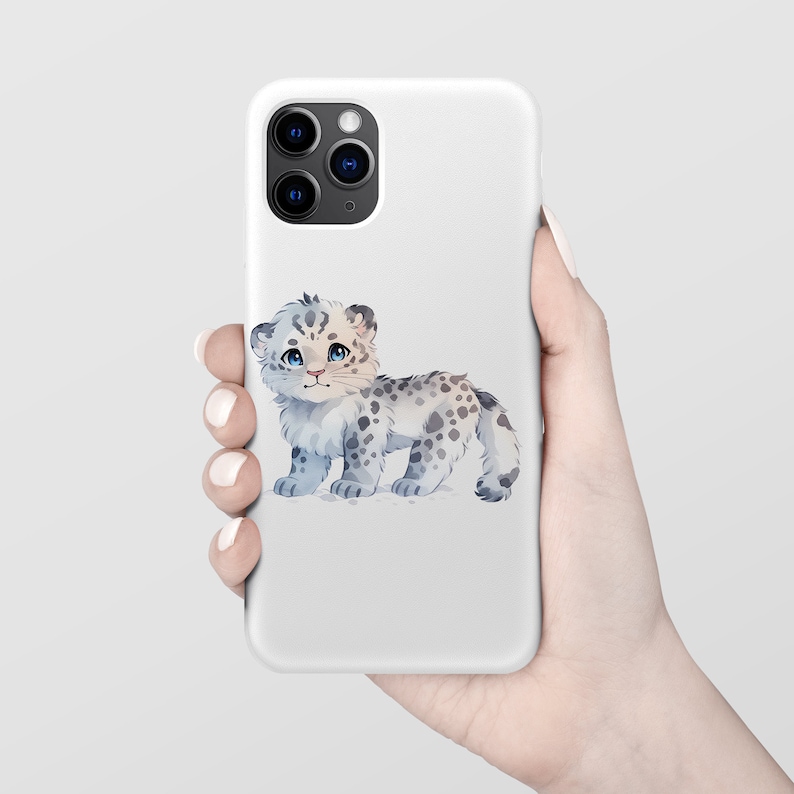 Cute Kawaii Snow Leopard Clipart Set - Adorable Prints - Instant ... image.