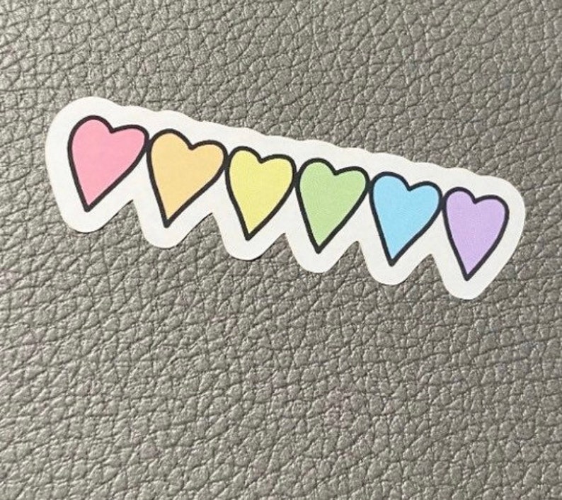 hearts sticker vinyl sticker love sticker Rainbow Hearts Sticker- shiny hearts sticker laptop decal pastel rainbow sticker