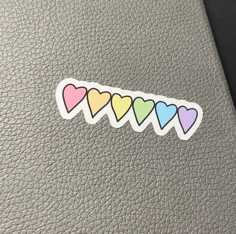 hearts sticker vinyl sticker love sticker Rainbow Hearts Sticker- shiny hearts sticker laptop decal pastel rainbow sticker