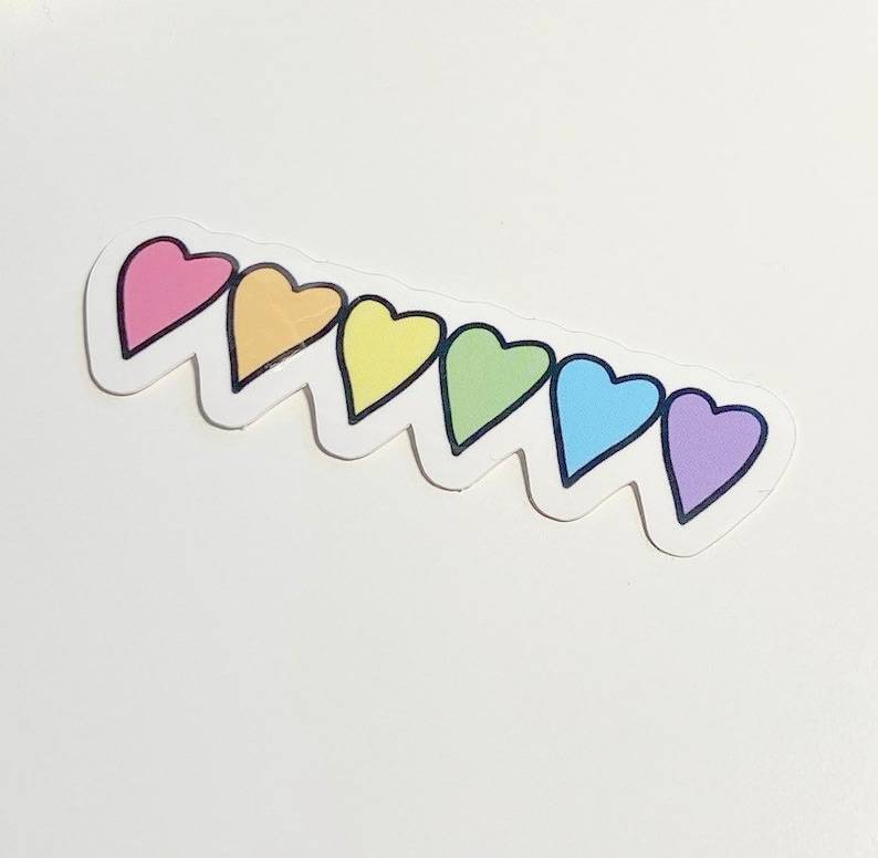 hearts sticker vinyl sticker love sticker Rainbow Hearts Sticker- shiny hearts sticker laptop decal pastel rainbow sticker