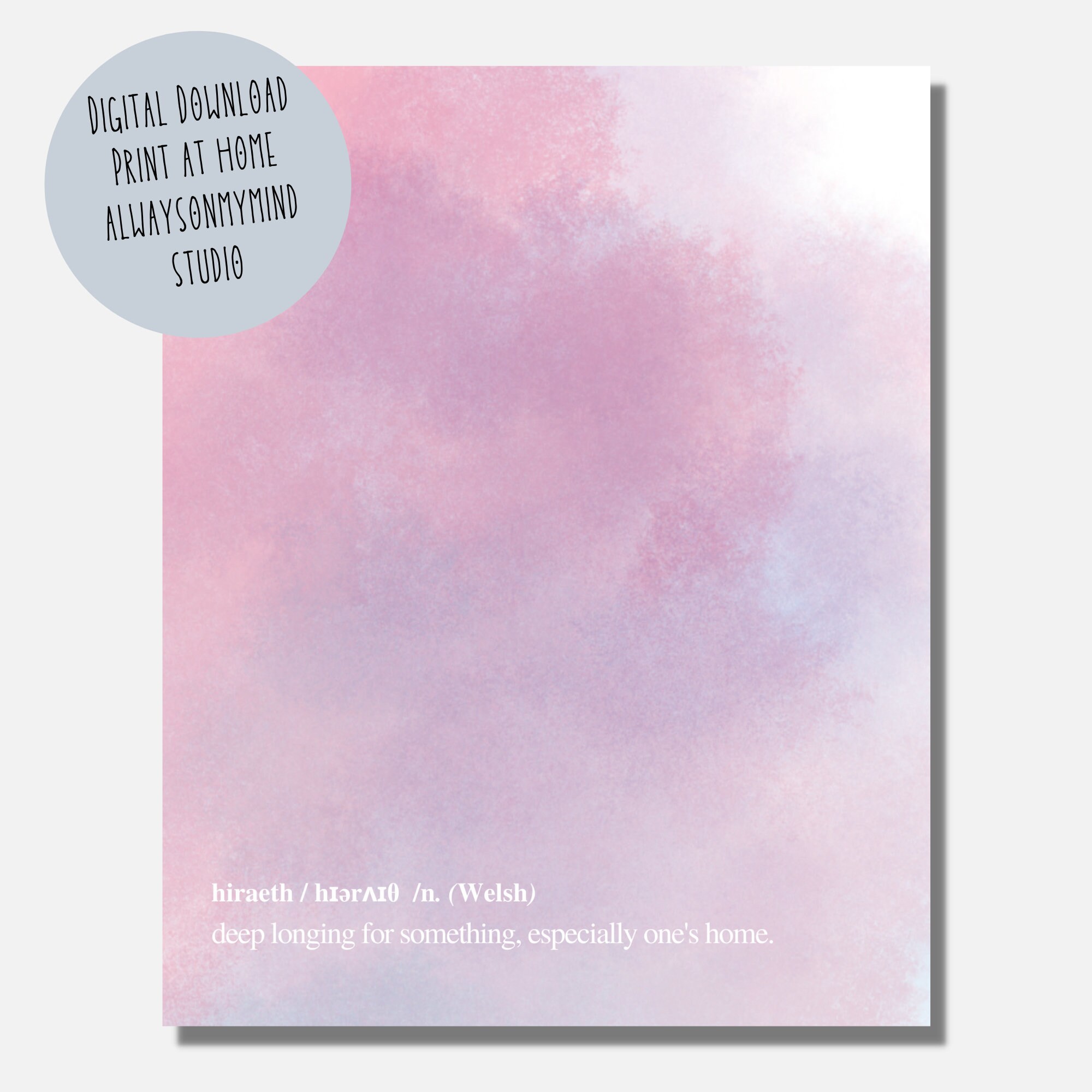 Hiraeth Dictionary Definition Pastel Watercolor Etsy