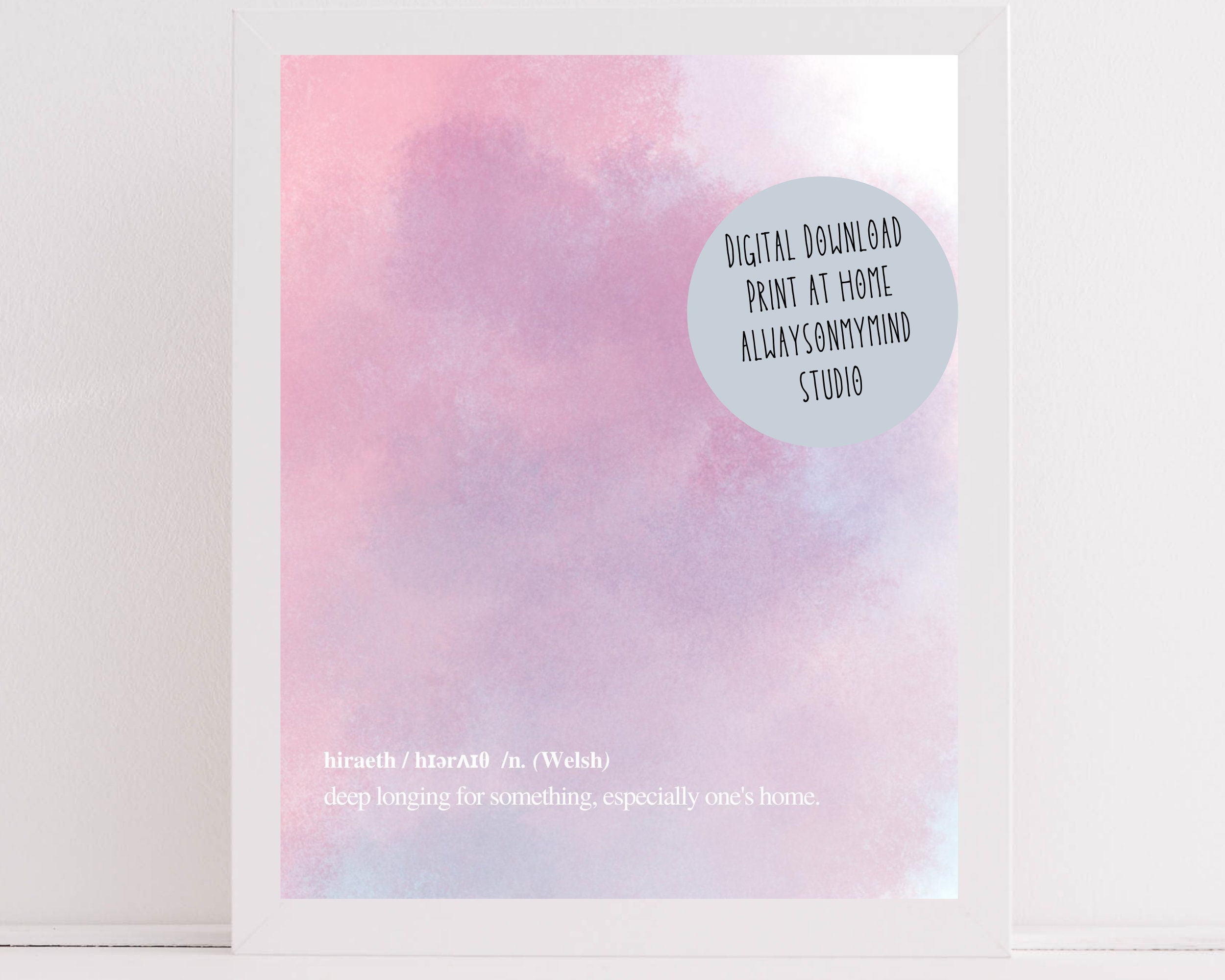 Hiraeth Dictionary Definition Pastel Watercolor Etsy