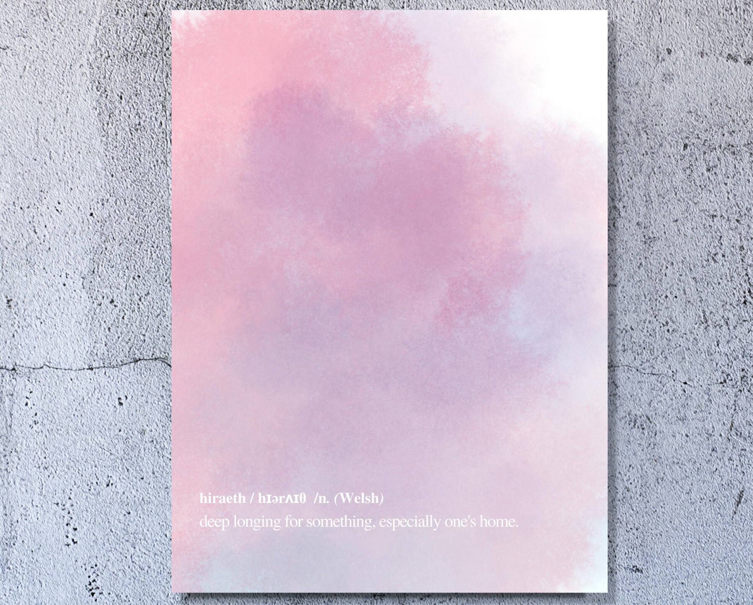 Hiraeth Dictionary Definition Pastel Watercolor Etsy