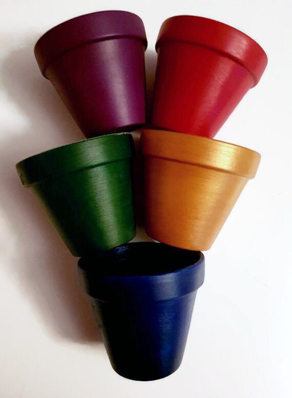 Multi coloured plant pots Clay plant pots Painted clay pot Etsy