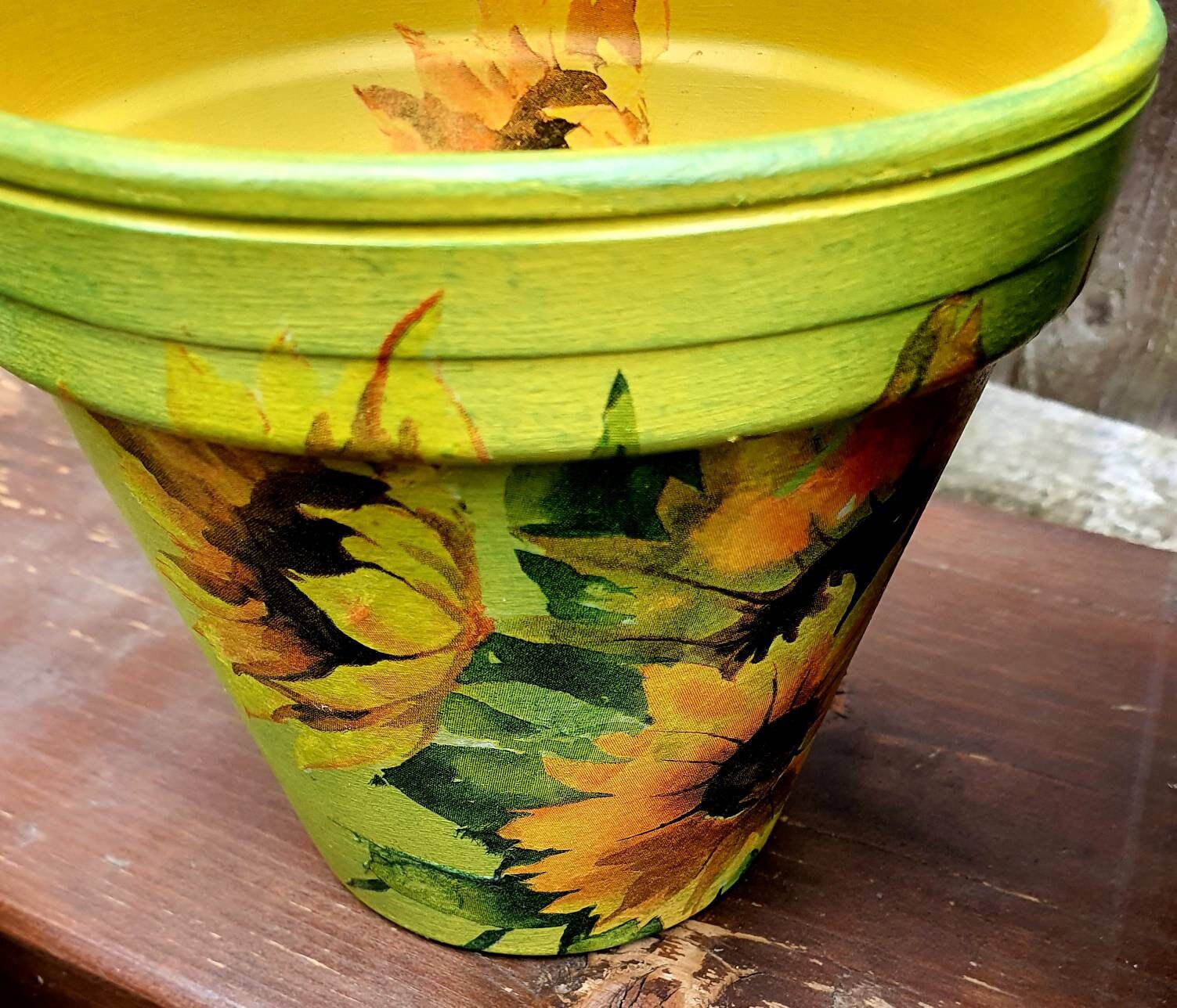 Sunflowers Hand Painted Clay Pot Painted Clay Pots Clay Etsy
