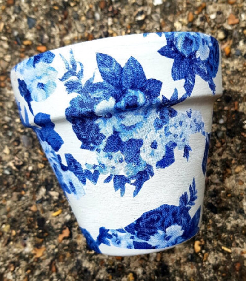 Decoupaged Clay Pot Decoupaged Pot Garden Pot Decorative Etsy