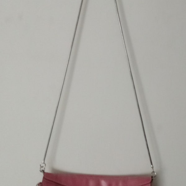 Women's ALMAS Pre-Owned Genuine Pink Leather Wrist Strap/Shoulder Strap Shoulder/Crossbody Purse