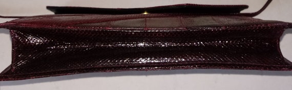 Never Used 70s Bordeaux Python Skin Shoulder Clut… - image 6