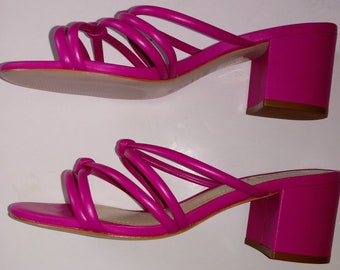 New Women's Size:US5B Schutz Princey Strappy Sandal in Hot Pink, Leather Sole