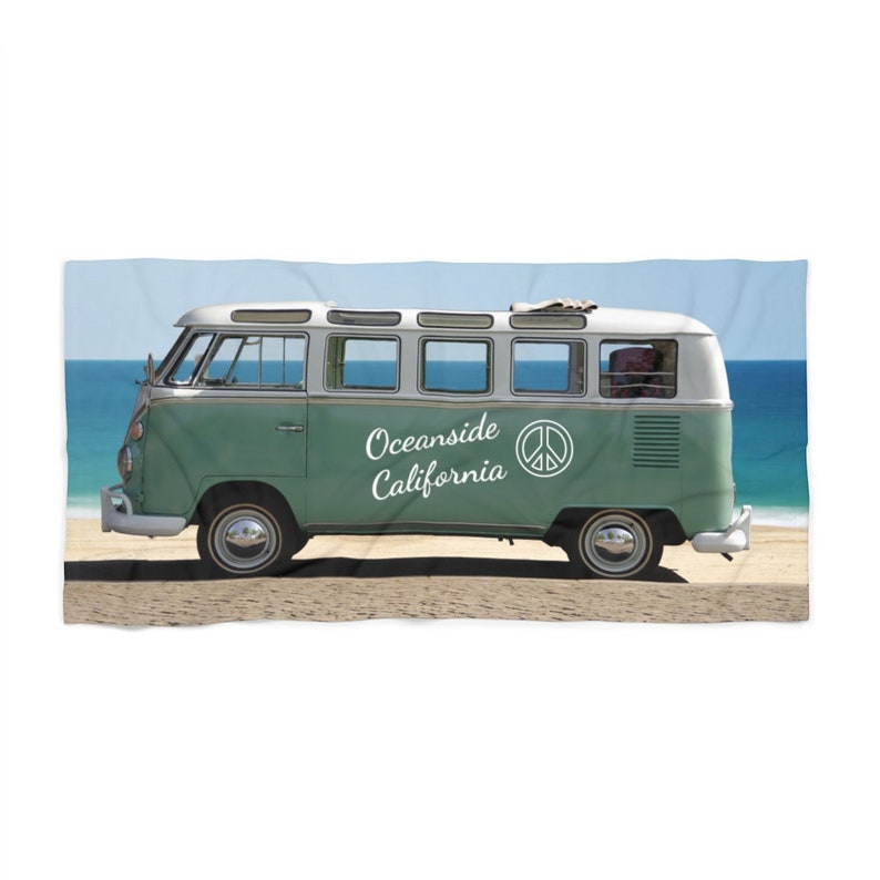 1 Oceanside California Beach Towel. VW Camper Van Photo. Etsy