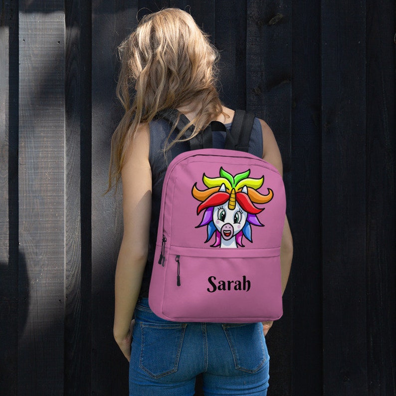 happy unicorn personalized backpack