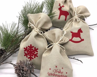 GRAU Filztasche Weihnachten mit Name Weihnachtstasche Weihnachtsbaum Wichtel Geschenk Verpackung Nikolaus