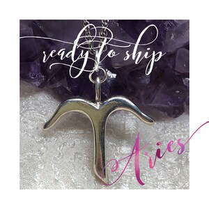 Sterling Silver Aries Pendant Necklace/ Aries Pendant/ Astrology Pendant/ Aries Necklace/ Silver
