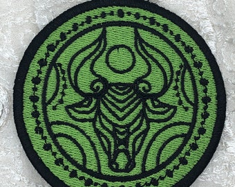 Embroidered Taurus Patch, Art by ThePie-quarius/Kaliandra Sakellaridis