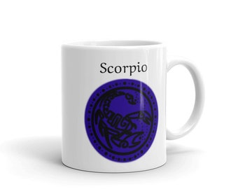 Scorpio Zodiac Mug, Art by Kaliandra Sakellaridis, The PieQuarius
