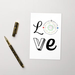 Love the USA Standard Postcard, USA postcard, USA chart postcard, 4th of July postcard, Gift for astrologer, Patriotic gift, Love