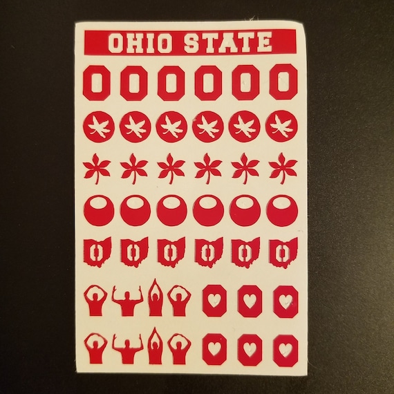 Ohio State Nail Art Vinyl Decal Sticker Variety Pack  - 44 Decals, O, Buckeye, OHIO - Go Bucks!