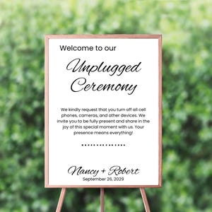 Unplugged Ceremony Sign Template Modern Unplugged Wedding Sign Wedding No Phones Sign Wedding Welcome Sign Wedding Signage Unplugged Sign
