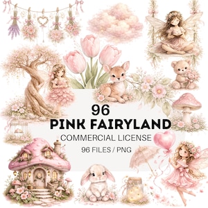 Cyfrowe naklejki Pink Fairyland, pastelowa książeczka z naklejkami Goodnotes z motywem wróżek, fantazyjne obrazy PNG, magiczne ilustracje do scrapbookingu, pakiet Kawaii Fantasy, Notely