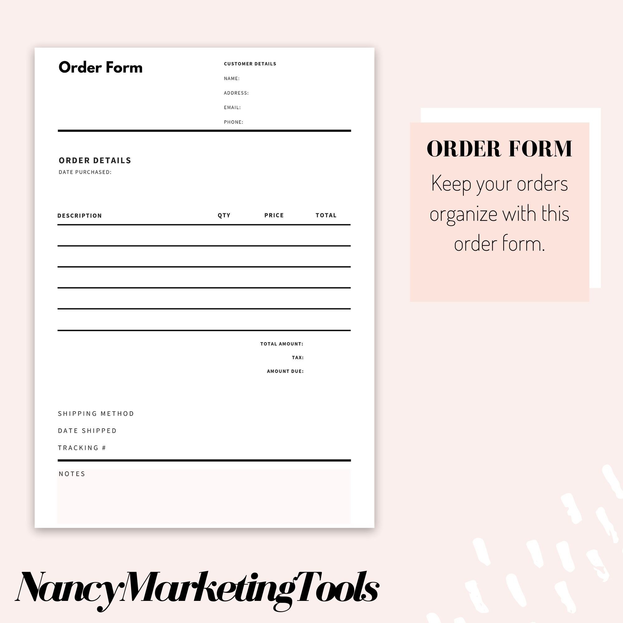 order form order form template printable order form order etsy