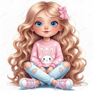 14 imágenes prediseñadas de chicas divertidas / Imágenes prediseñadas de chicas extravagantes / Imágenes prediseñadas de acuarela imprimibles / JPG de alta calidad / Descarga digital / Manualidades de papel / Diarios basura