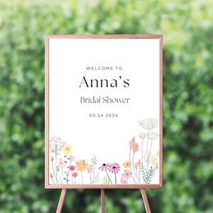 Blumen Brautdusche Willkommensschild mit Wildblumen Brautdusche Beschilderung, Liebe ist in Blüte Brautdusche Vorlage, Wildblumen Willkommensschild