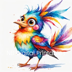 8 PNG Whimsical Birds Clipart, Funny Birds, Digital Clipart, Watercolor clipart, Transparent PNGs, Printable clipart, Digital download