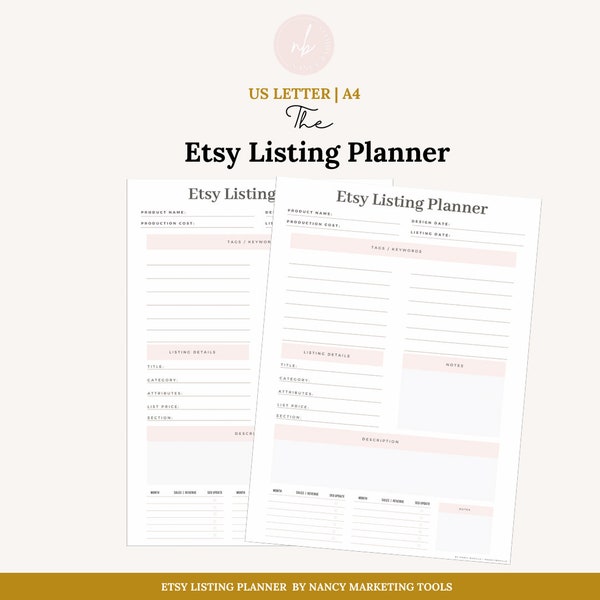 Etsy listing planner for your Etsy SEO, Product Planner, Inventory Tracker, Etsy Tag Planner. Get your Etsy tag planner today!