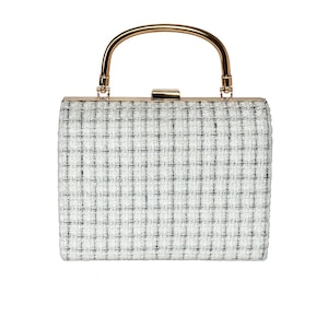 Bouclé Tweed Clutch with Gold Chain – Elegant Ladies&#39; Handbag | Crossbody Bag | Limited Edition Evening Bag | Festive & Chic