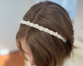 Haarschmuck Kommunion,Haarreif Kommunion,ivory,creme,Strasssteinchen