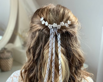 Comunione, accessori per capelli, pettine, composizione, bianco