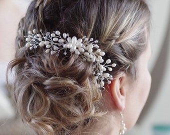 Accesorios para el cabello de novia - zarcillos de pelo - perlas - Swarovski Bicon